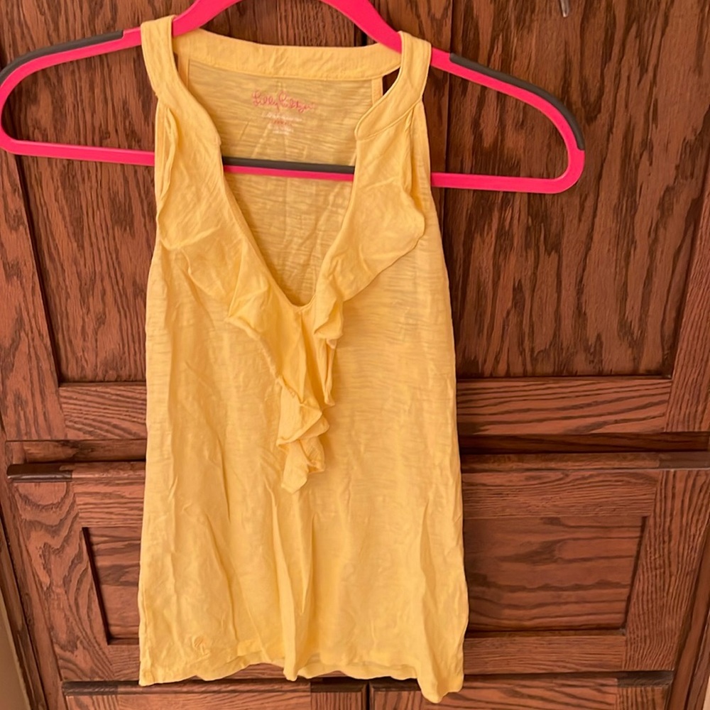 Lily Pulitzer Yellow Ruffle Tank Top Size XXS